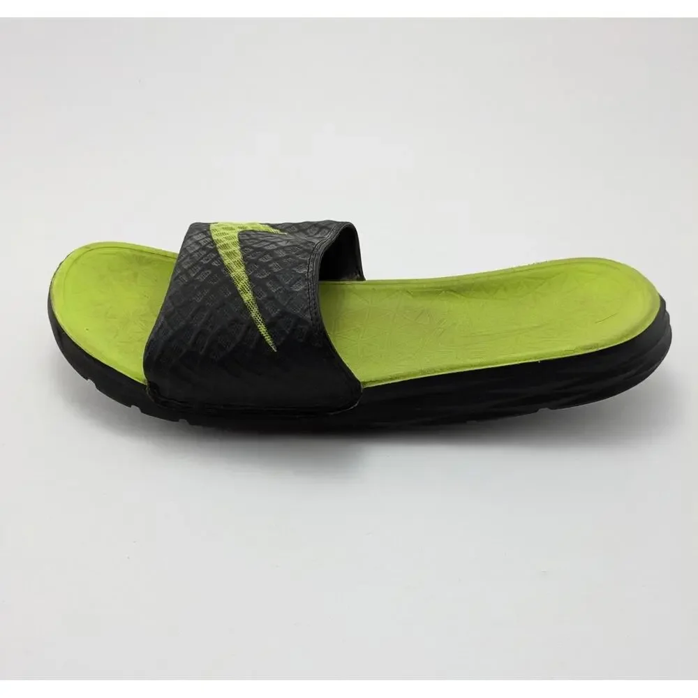 Mens Nike Benassi Solarsoft Black Volt Yellow Slide Sandals 705474-070 Size 12